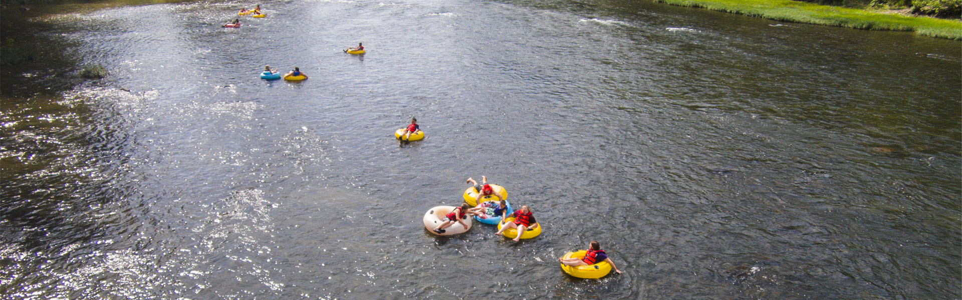 Group tubing along the Upper James River Water Trail